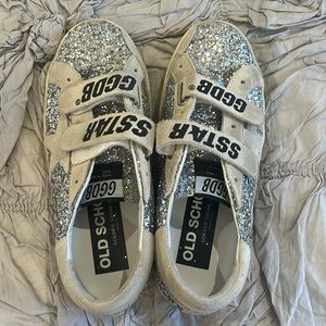 Golden goose silver glitter Velcro sneakers